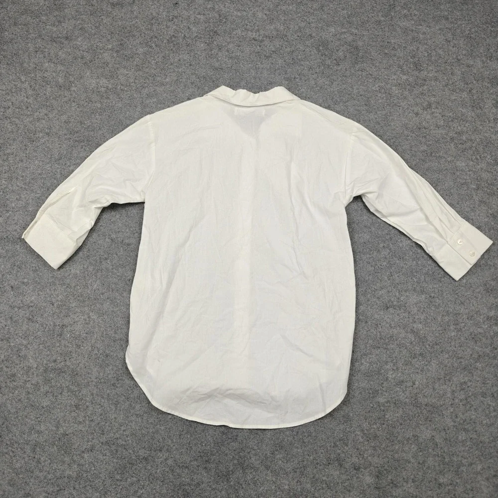 ZARA Shirt Kids 6 White 100% Cotton Long Sleeve Button Front Collared Dress Top